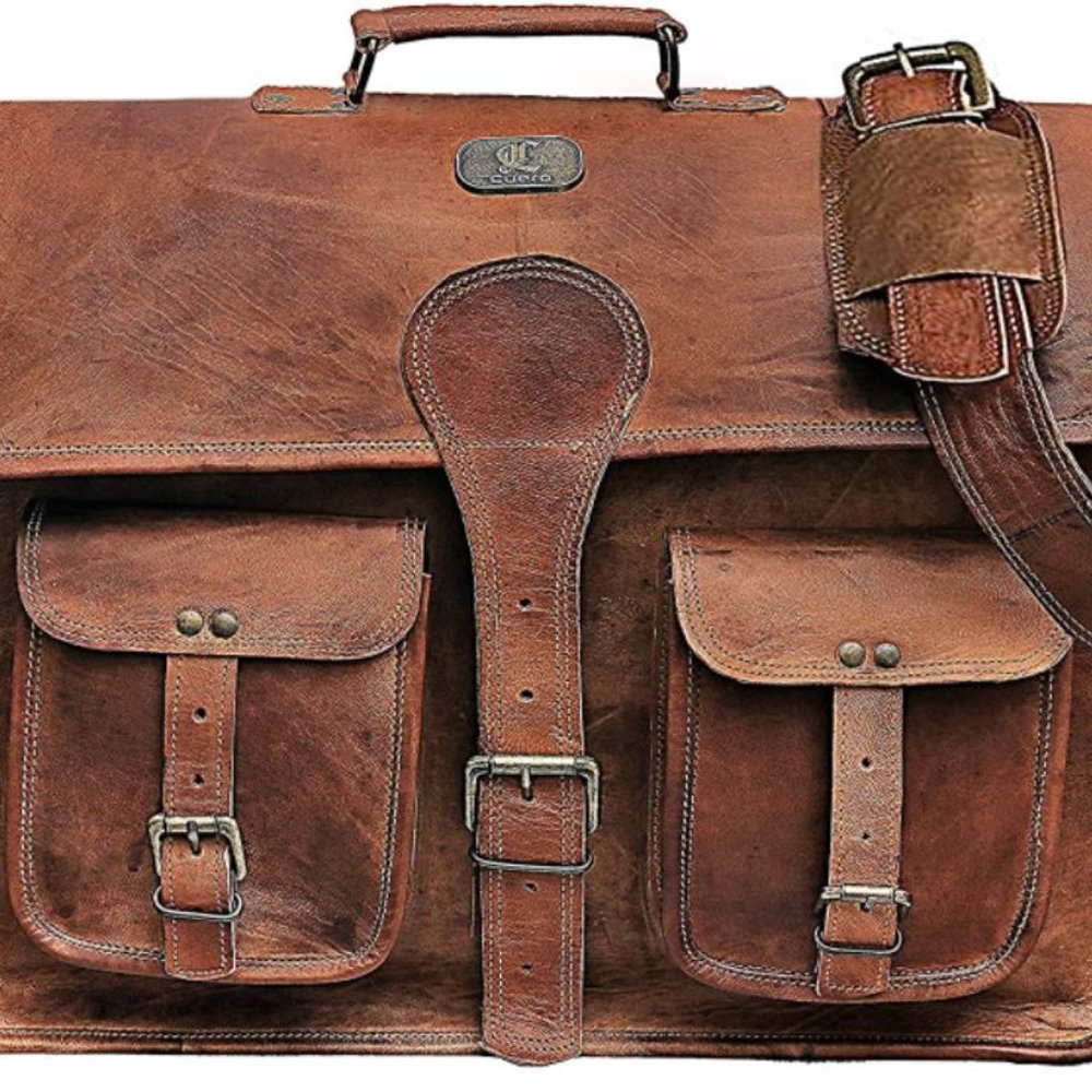 Cuero DHK 18 Inch Vintage Handmade Leather Travel Messenger Office Crossbody Bag